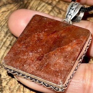 Red Aventurine Quartz Pendant 2”